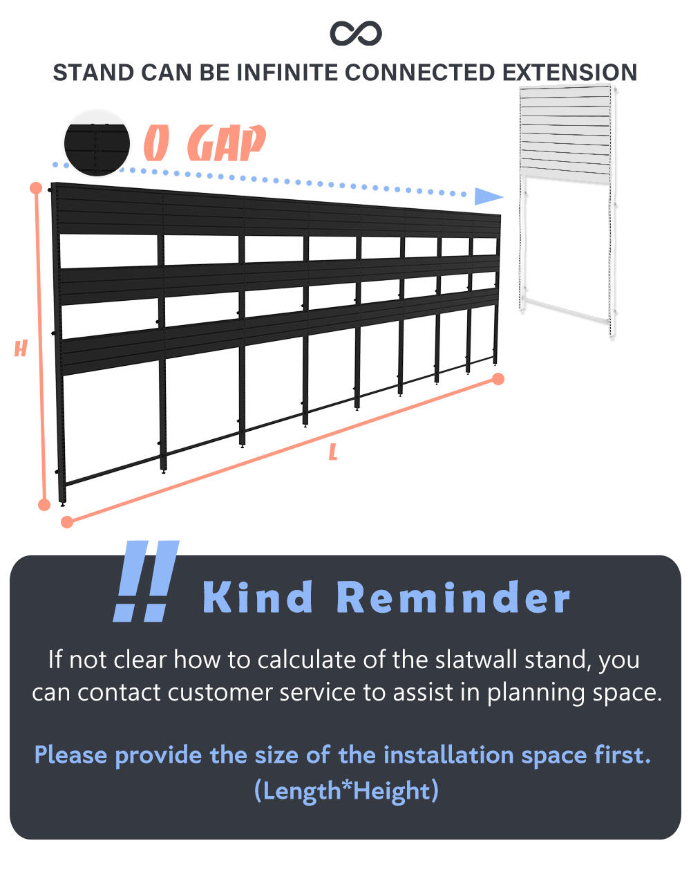 Metal Slatwall rack stand can Infinite connected extension