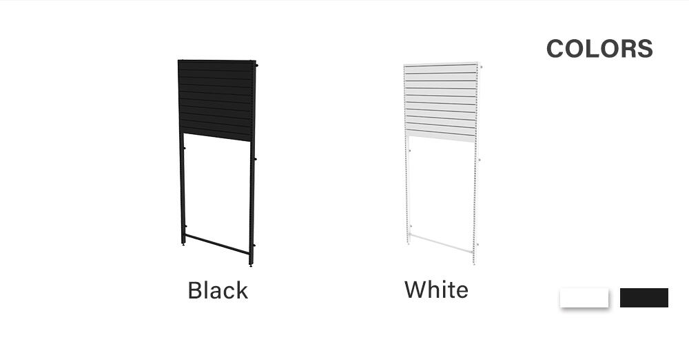 Colors of metal Slatwall rack stand: black/white