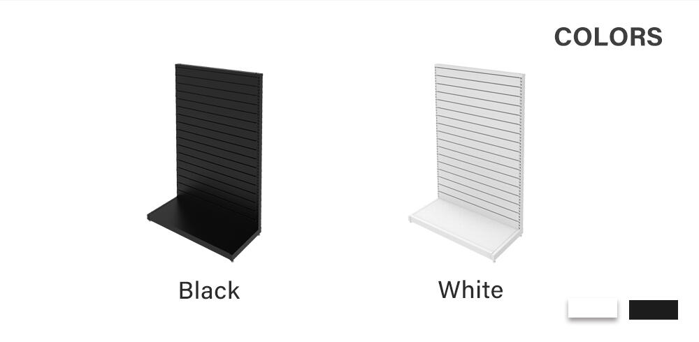 Colors of metal Slatwall shelves system: black/white