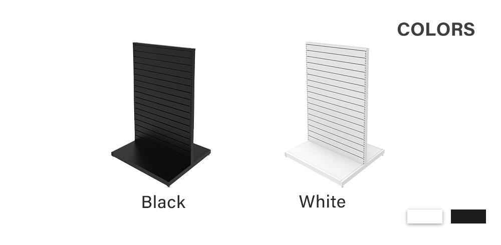 Colors of metal Slatwall gondola display stand: black/white