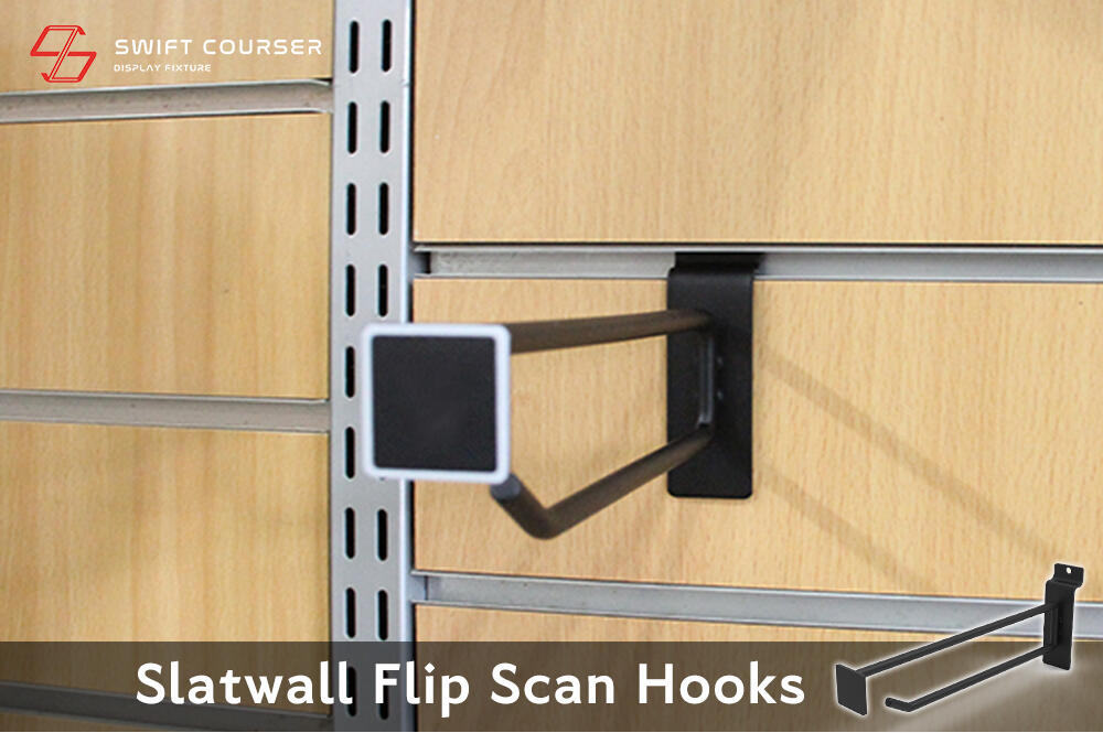 Slatwall flip scan hook
