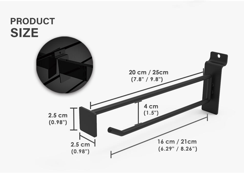 Dimensions of slatwall flip scan hook