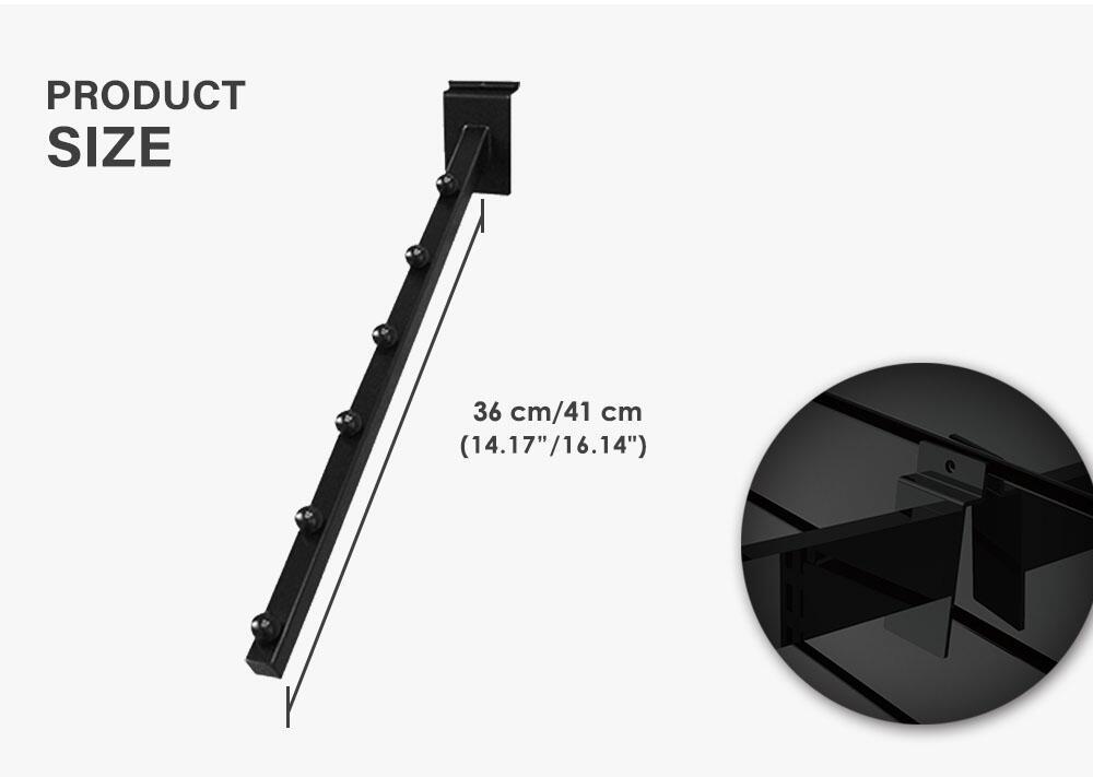 Specifications of slatwall 6 ball waterfall