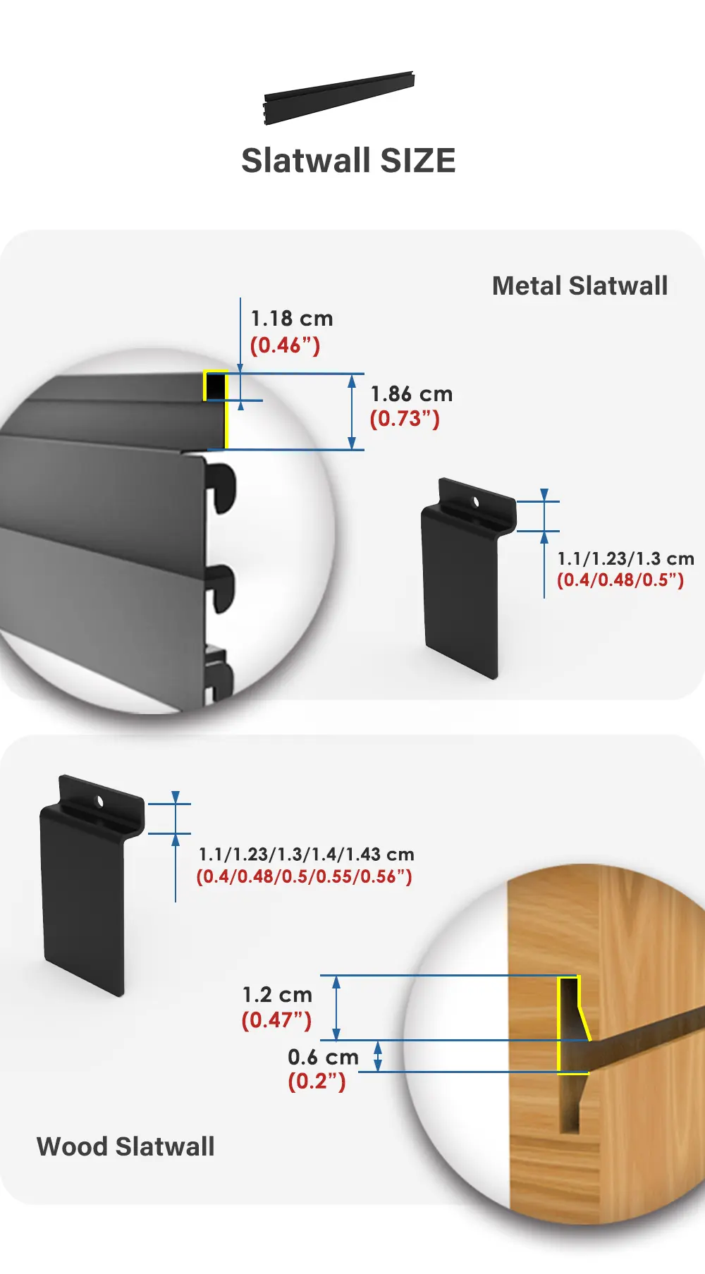 Slatwall size of Slatwall single baseball bat holder