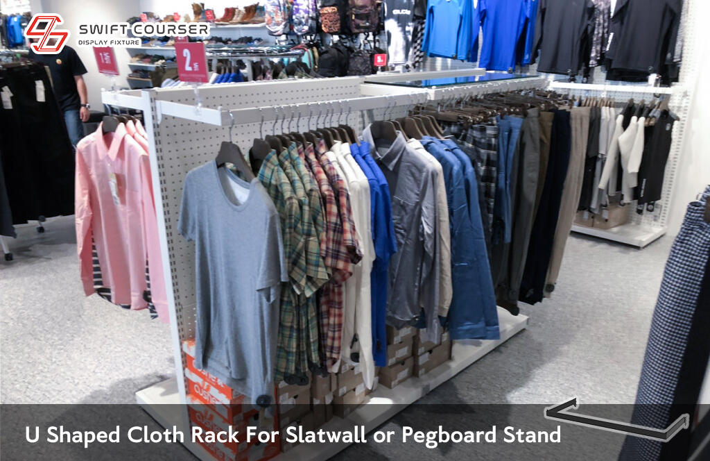 Metal Slatwall U-shaped cloth racks