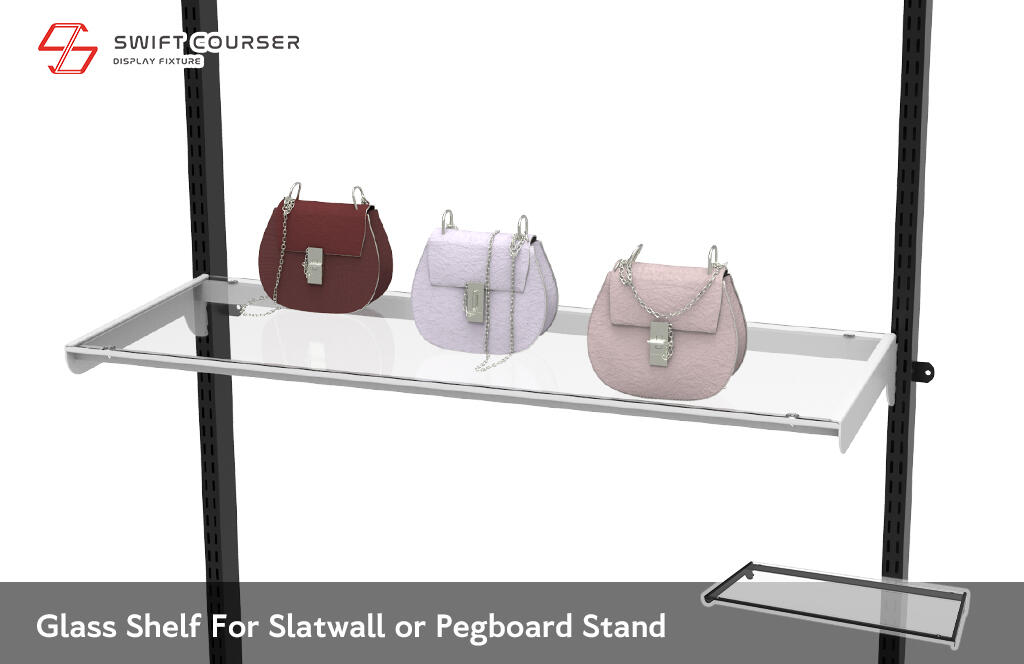 Metal Slatwall glass shelf