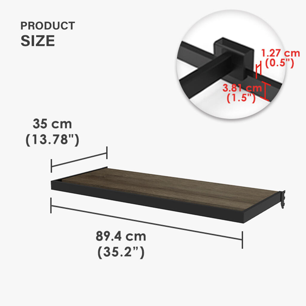 Dimensions of metal Slatwall wood cloth hangrail shelf